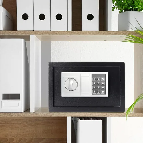 Miniatura 6 de Caja fuerte de seguridad para dinero, seguridad digital 0.33CF para oficina en casa, caja fuerte electrónica de acero con teclado, 12.2 x 7.8 x 7.8