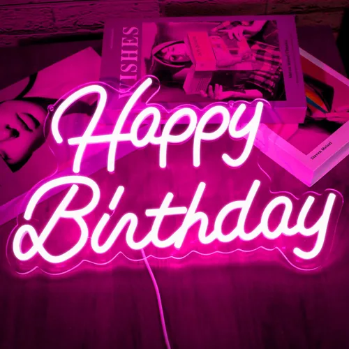 Miniatura 12 de Letrero de neón regulable y reutilizable para decoración de pared de fiesta de cumpleaños, luz LED USB para telón de fondo para decoración de fiesta