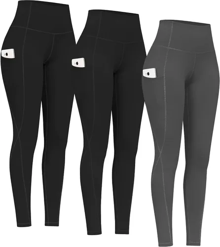Miniatura 8 de PHISOCKAT Paquete de 2 pantalones de yoga de cintura alta con bolsillos, leggings de control de abdomen, leggings de yoga elásticos en 4 direcciones