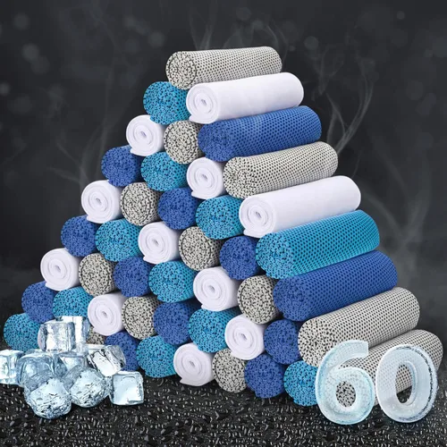 Miniatura 19 de Honoson Toalla de enfriamiento a granel – Toallas frescas para cuello y cara, microfibra transpirable y deportiva para gimnasio, yoga, viajes, Azul