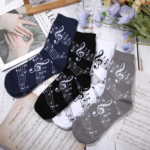 Miniatura 4 de 4 pares de calcetines de vestir musicales para hombre, calcetines de guitarra, calcetines novedosos, para amantes de la música, regalos