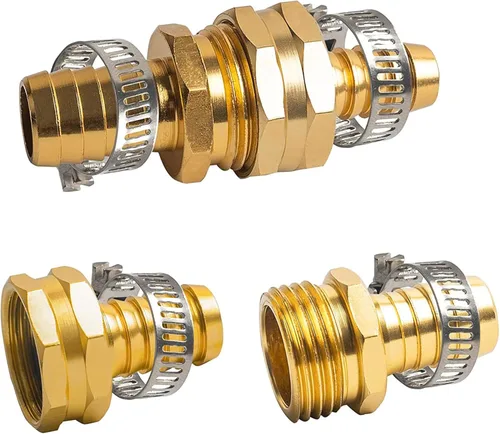 Miniatura 4 de Hourleey Reparación de manguera de jardín de 1/2 pulgada, conector de manguera de aluminio con abrazadera, ajuste de conector de manguera macho
