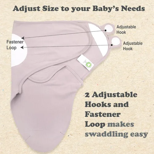 Miniatura 6 de Mantas para envolver para recién nacidos – Juego de 3 mantas para bebé de 0-3 meses – Saco de dormir ajustable – Envuelto suave de algodón orgánico