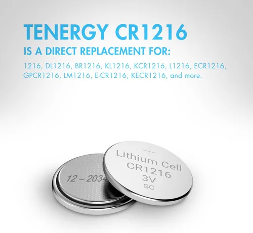 Miniatura 5 de Tenergy Batería de botón de litio CR1216 de 3 V, para relojes, mini luces LED, termómetros de frente, 10