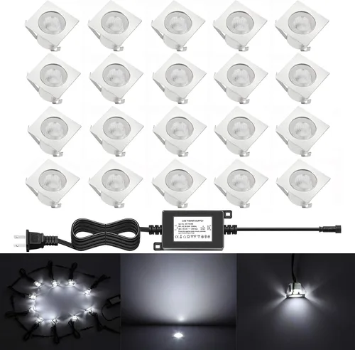 Miniatura 9 de Iluminación de cubierta de bajo voltaje, 20 piezas de 0.1 W ~ 0.3 W, kit de luces LED RGB multicolor de 1-3/5 pulgadas de acero inoxidable empotrado