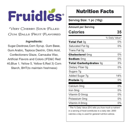 Miniatura 2 de Fruidles Bolas de goma de mascar rellenas de cereza con sabor a frutas, golosinas de bufé de dulces, repuestos de tamaño de máquina, certificado