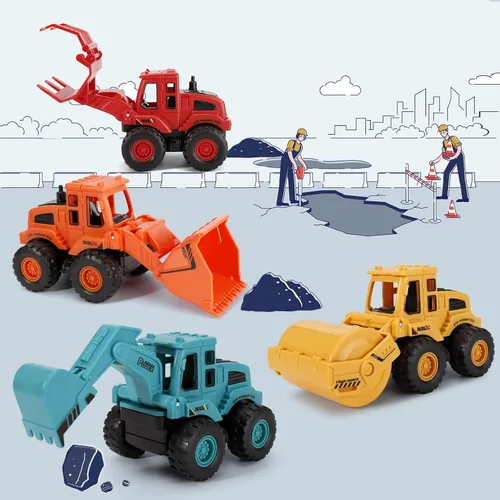 Miniatura 3 de 4 juguetes de construcción, camiones de construcción accionados por fricción, camiones de arena, juguetes para exteriores con excavadora, camión