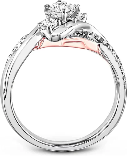 Miniatura 3 de Anillos de compromiso de infinito torcido de 1.8 quilates para mujer, anillo de mossanita chapado en plata esterlina con oro blanco, anillo de boda