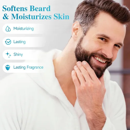 Miniatura 4 de Bálsamo para barba con biotina para hombres y cera acondicionadora para barba - Hecho con aceite de ricino, ingredientes naturales y orgánicos