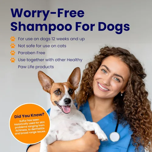 Miniatura 6 de Healthy Paw Life Champú calmante para perros – Lavado limpiador para perros y gatos, fórmula de azufre y ácido salicílico para irritación