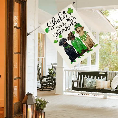 Miniatura 3 de AVOIN colorlife Shake Your Shamrocks - Bandera de casa del día de San Patricio, de 28 x 40 pulgadas, doble cara exterior, diseño de trébol