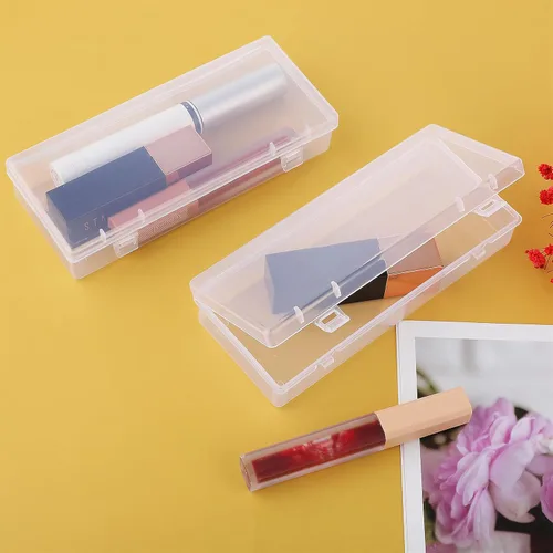 Miniatura 5 de WLLHYF Paquete de 3 recipientes de almacenamiento pequeños de plástico con tapas con bisagras, caja rectangular de plástico transparente