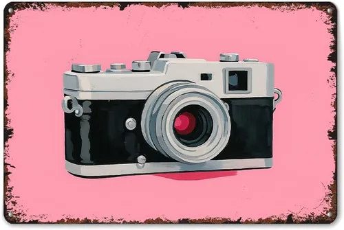 Retro Camera Digital Print Funny Poster Sign 8x12 Inch Vintage Aluminum Metal Tin Signs-For Living Bathroom Room Kitchen Patio Garden Wall Decor