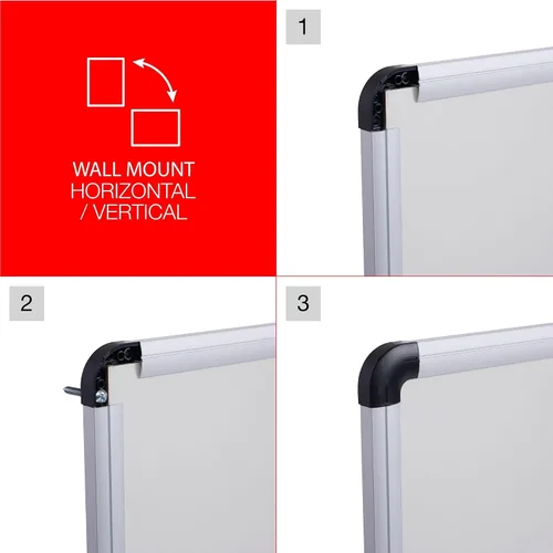 Miniatura 5 de Universal Pizarra de borrado en seco, melamina, 48 x 36 pulgadas, blanco, marco de aluminio/plástico negro/gris (43724)