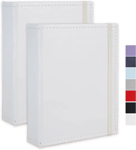 Miniatura 39 de Álbum de fotos pequeño de 4 x 6 pulgadas, paquete de 2 libros de fotos de cuero, cada mini álbum de 26 páginas tiene capacidad para 52 fotos, Rojo