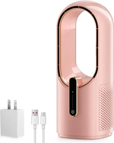 Miniatura 8 de KONSIDEN Ventilador de escritorio sin aspas, ventilador de oficina de 11.8 pulgadas, pequeño, silencioso, ajuste de 3 velocidades, control táctil