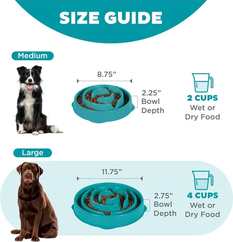 Miniatura 5 de Outward Hound Cuenco grande de alimentación lenta, laberinto de rompecabezas para comedores rápidos, perros medianos a grandes, ayuda a prevenir