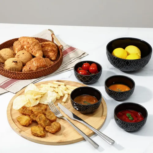 Miniatura 2 de Sureasy Cuencos Pequeños 4 OZ, Cuencos para Salsas de 3.5 Pulgadas, Mini Cuenco de Cerámica en Relieve para Acompañamientos, Salsas, Aperitivos