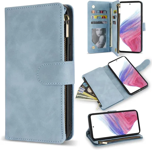Miniatura 11 de ZZXX Samsung Galaxy A53 5G - Funda para teléfono celular con bloqueo RFID, cartera, soporte, piel sintética suave de alta calidad, color negro, 6.5