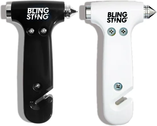 Miniatura 8 de BLINGSTING Martillo de seguridad – Herramienta de escape automotriz de emergencia con rompeventanas, cortador de cinturón de seguridad y correa oro