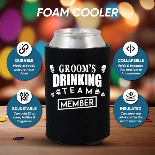 Miniatura 2 de Shop4Ever El miembro del equipo de bebida del novio y el novio puede enfriar ~ Enfriadores de manga para latas de cerveza para despedida de soltero