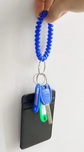 Miniatura 4 de Llavero de muñeca – Muñequera de espiral elástica con resorte para gimnasio, piscina, placa de identificación, llaves, C