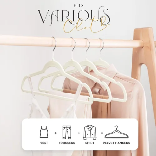 Miniatura 2 de HOUSE DAY Perchas de Terciopelo Premium Antideslizantes de Fieltro Flocado Perchas Resistentes de Servicio Pesado Duraderas para Abrigos y Trajes