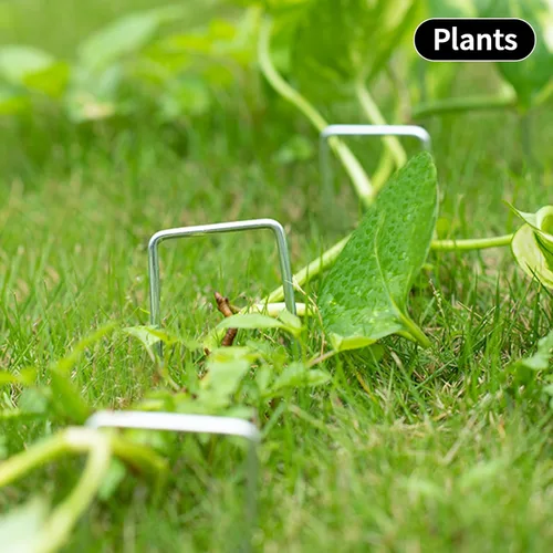 Miniatura 7 de Grapas galvanizadas de 6 pulgadas, paquete de 120 estacas de jardín de calibre 11, pasadores de paisaje en forma de U, tela resistente para barreras