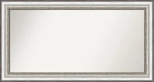 Miniatura 390 de Amanti Art Espejo de baño plateado para sobre el fregadero, 26 x 26 pulgadas, espejo cuadrado de plata antigua, marco de madera tradicional mediano