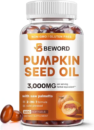 Aceite de semilla de calabaza con extracto de palmito en cápsulas blandas, 3000 mg por porción, 300/600 cápsulas blandas | Prensado en frío con