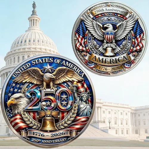 America - Moneda conmemorativa del 250 aniversario, desafío de 250 aniversario de Estados Unidos, para patriotismo, moneda de aniversario