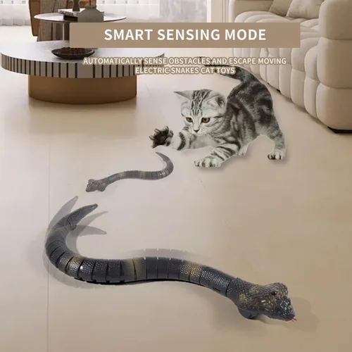 Miniatura 4 de Serpientes de control remoto realistas RC Cobra de broma Cobra recargable con sensor inteligente juguete para gatos con controlador infrarrojo Marrón