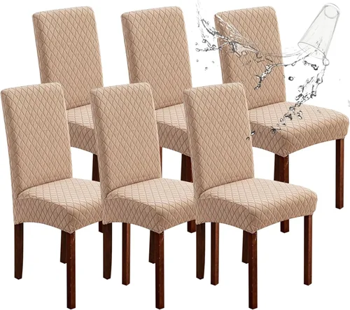 Miniatura 16 de Genina Fundas impermeables para sillas de comedor, fundas elásticas de jacquard para sillas de comedor, extraíbles y lavables, protector de silla