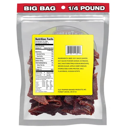 Miniatura 2 de Old Trapper Carne seca de ternera, teriyaki paquete individual de 1/4 libra, aperitivo de carne salada y dulce para almuerzos o entre comidas, 0.43