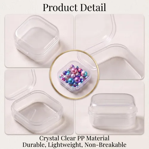 Miniatura 3 de 24 paquetes de recipientes pequeños de plástico transparente para almacenamiento de cuentas con tapa con bisagras para almacenamiento de objetos