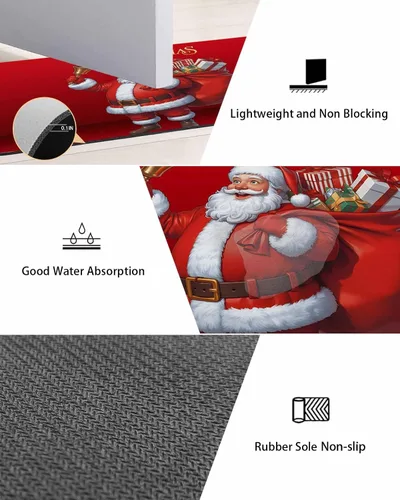 Miniatura 3 de Tapete de baño de Papá Noel para bañera, antideslizante, de secado rápido y absorbente, tierra de diatomeas, fregadero de ducha, cocina, lavable