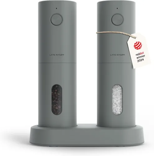 LARS NYSØM Juego de molinillo eléctrico de sal y pimienta, recargable por USB, molinillos automáticos de sal y pimienta, dispensadores de especias