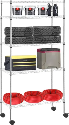 Miniatura 7 de Dopinmin Estantes de almacenamiento Estante de metal Estante de pie Estantería de alambre para el hogar Estantes de oficina, estante de alambre