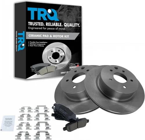 Miniatura 165 de TRQ Kit de rotor de freno trasero y pastillas de cerámica Posi premium compatible con camioneta Chevy GMC