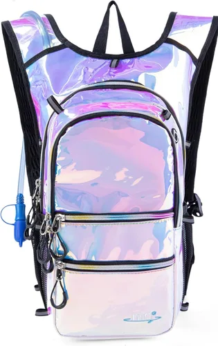 Miniatura 11 de Mochila de hidratación con luces frías, bolsa de agua de 2 L, bolsa ligera para correr, senderismo, bicicleta, escalada, festival de música esencial