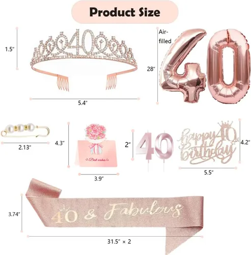 Miniatura 127 de Decoraciones de cumpleaños de 30 años para ella, banda y corona de cumpleaños de 30 años, adorno para pastel de cumpleaños y velas, tarjeta