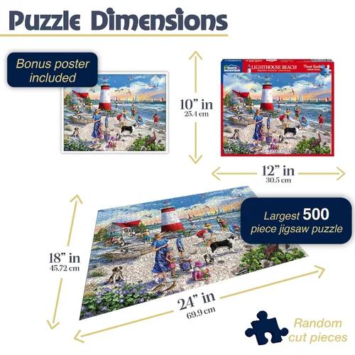 Miniatura 2 de White Mountain Rompecabezas de 500 piezas de verano con velero y océano, con piezas grandes, regalo para adultos y personas mayores de 18 x 24