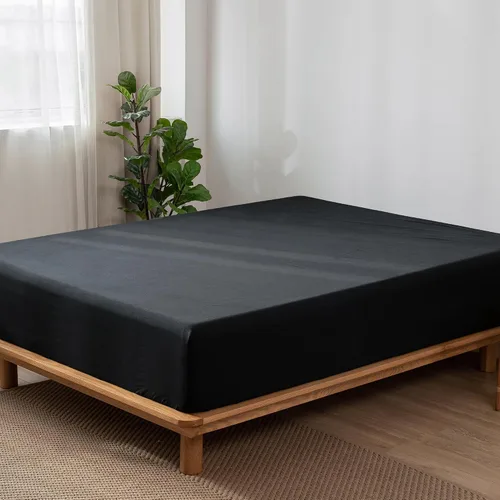 Miniatura 3 de MooMee Sábana bajera ajustable únicamente, 100% algodón lavado con textura tipo lino, transpirable, duradera, suave, cómoda, bolsillo profundo, se