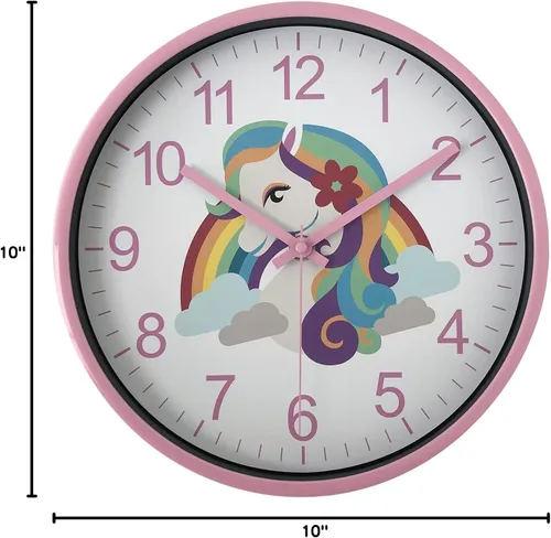 Miniatura 2 de Always Home - Reloj de unicornio de cuarzo de 10 pulgadas, sin tictac, 10 pulgadas, color rosa