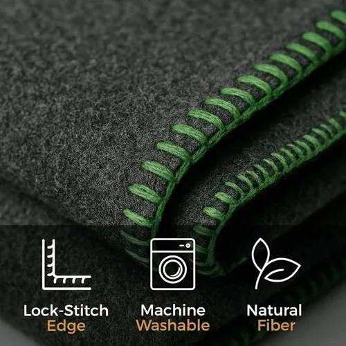 Miniatura 2 de Manta de Lana para Acampada – 70% Lana Resistente de Servicio Pesado Estilo Militar, Cálida y Lavable, Manta Ignífuga para Emergencias, Gris
