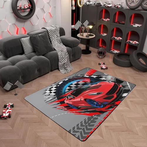 Miniatura 18 de Alfombra de Juego de Autos de Carreras para Niños, Alfombras de Juego para Niños, Alfombra de Sala de Juegos para Niños con Respaldo de Goma