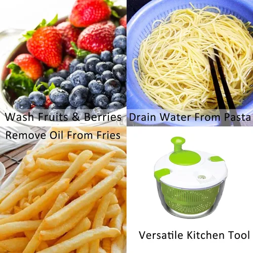 Miniatura 6 de Escurridor de ensalada, lavadora de verduras de 5 litros con cuenco y colador, multiuso para lechuga, lavadora de frutas, hilandero de pasta y papas
