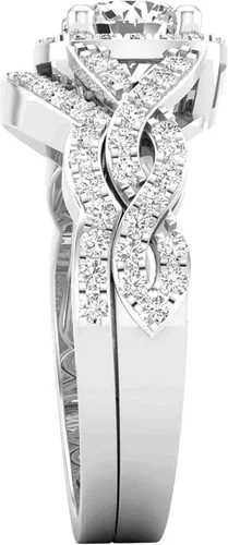 Miniatura 3 de Dazzlingrock Collection Juego de anillos de boda redondos de 0.228 in creados en laboratorio y diamantes blancos naturales para mujer
