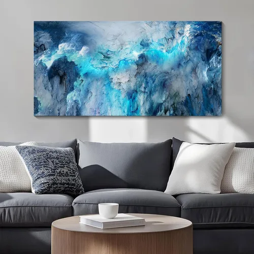 Miniatura 5 de Mofutinpo Arte de Pared en Lienzo Azul Decoración de Pared Abstracta Moderna para Sala de Estar Cuadros Contemporáneos para Decoración de Pared