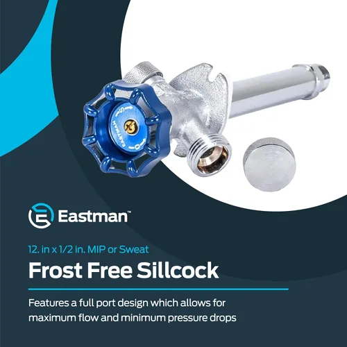 Miniatura 2 de Eastman Llave de paso sin escarcha de 6 pulgadas con rompevacío, 1/2 pulgada MIP x 1/2 pulgada Sweat, accesorio de plomería de latón, 80226